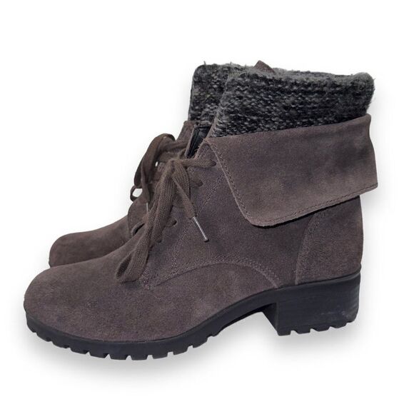 Lucky Brand Heylie Suede Combat Boots Brown / Grey Women's 6.5M - Picture 2 of 11